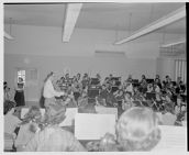Side view of orchestra practice